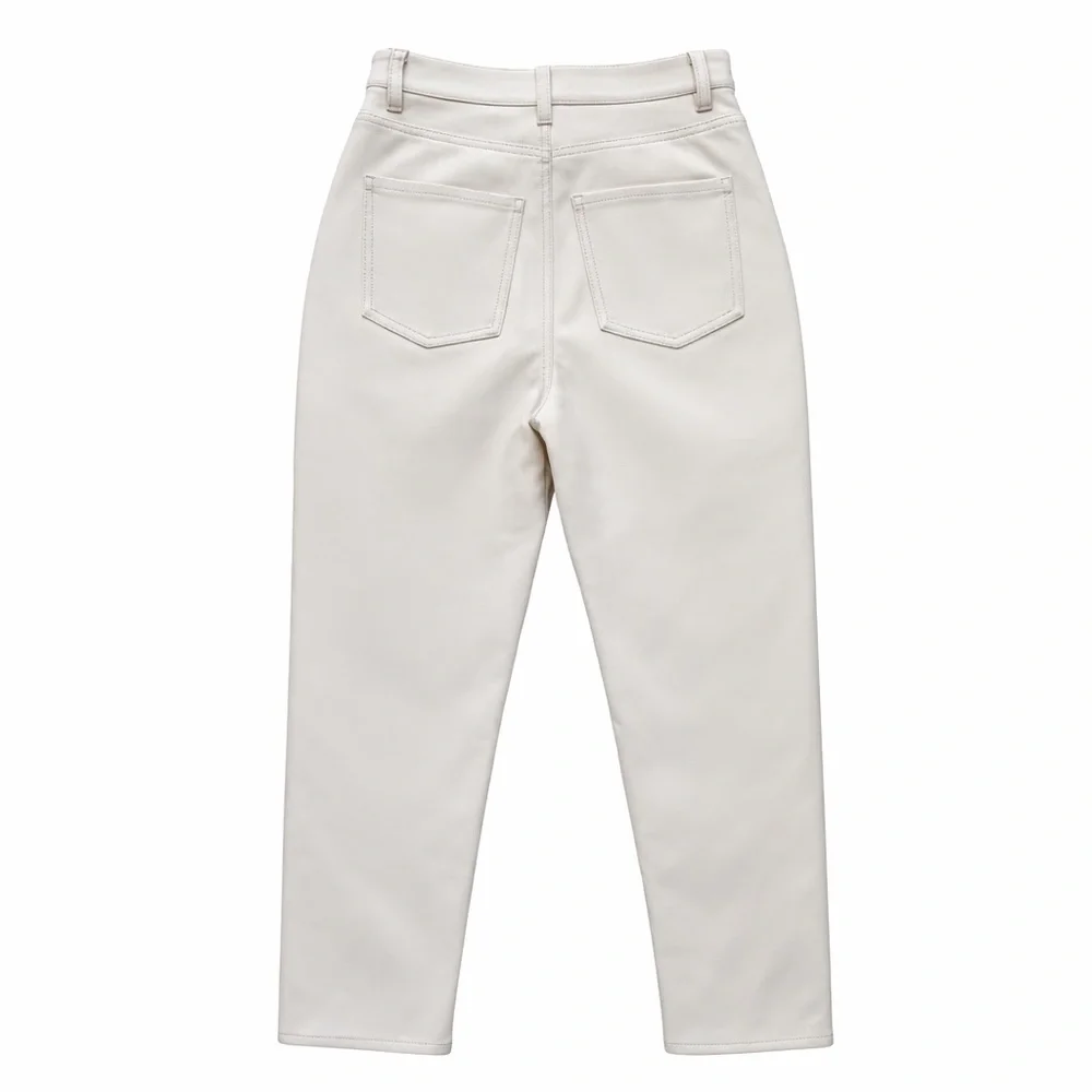 Gentle Fawn Vegan Leather Cream Pants High Rise Cropped Size 4 NWT - Picture 3 of 5